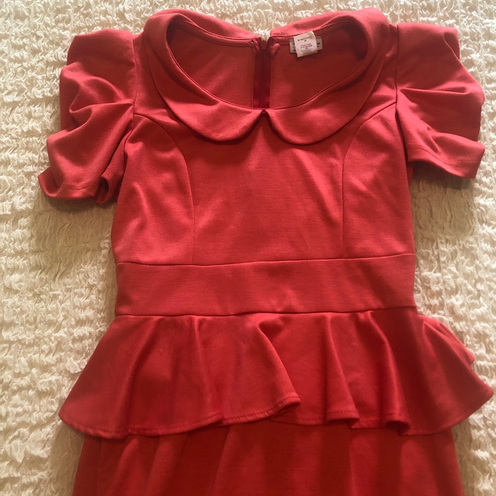 Coral Celine Champion peplum dress